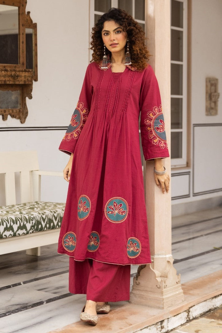 Karen Rouge embroidery kurta pant set