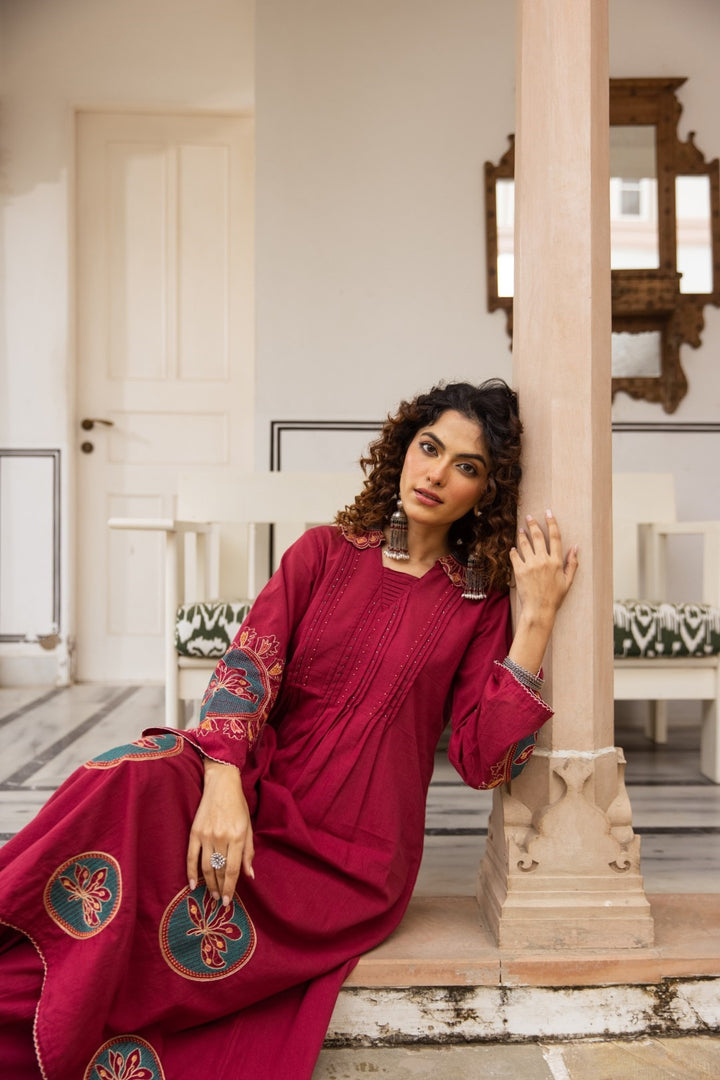 Karen Rouge embroidery kurta pant set