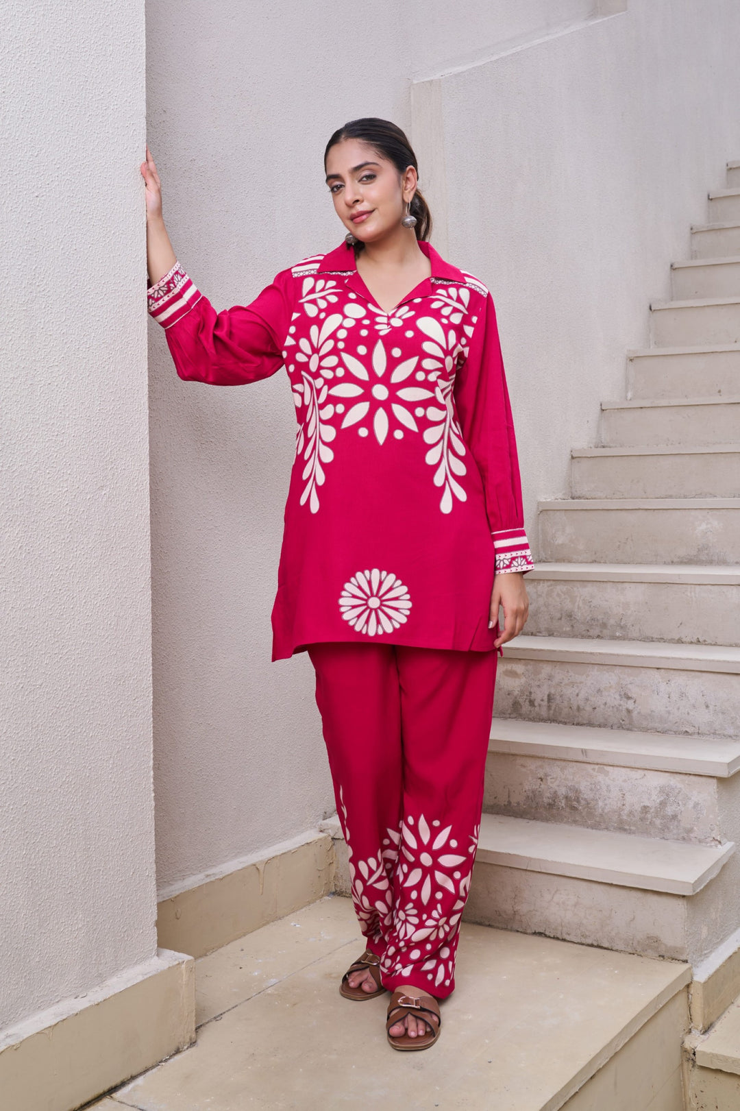 Kabool Cerise printed Co-ord set