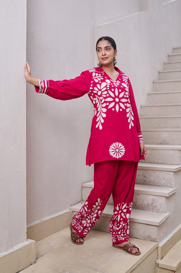 Kabool Cerise printed Co-ord set