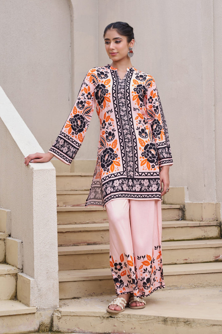 Kabool salmon printed Co-ord set