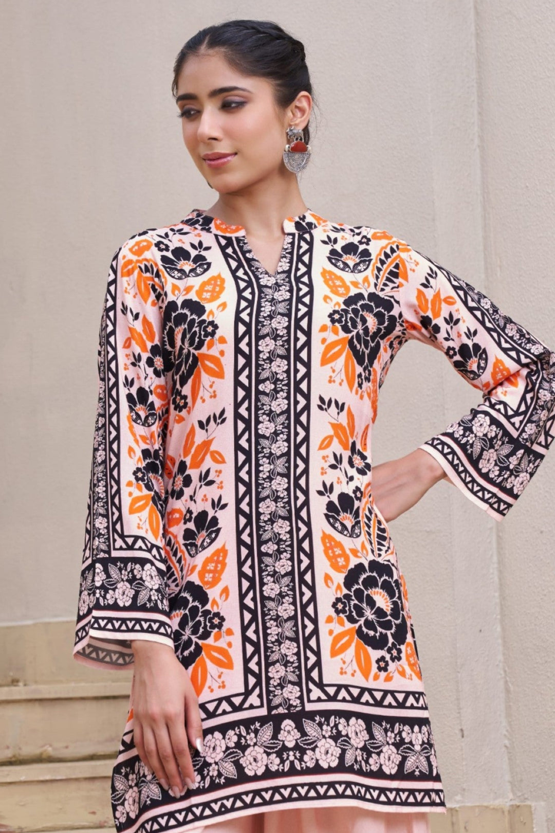 Kabool salmon printed Co-ord set