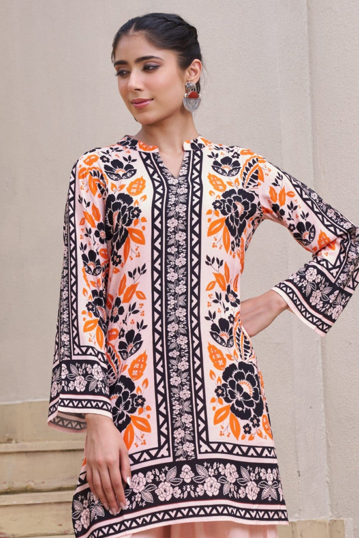 Kabool salmon printed Co-ord set