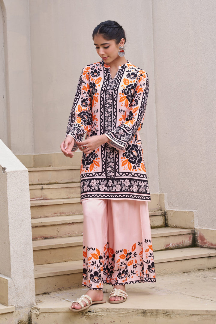 Kabool salmon printed Co-ord set