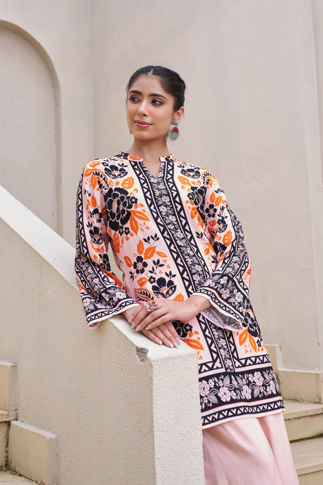 Kabool salmon printed Co-ord set