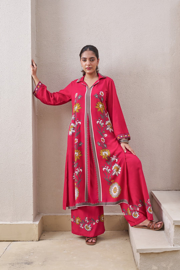Sonpal rose printed Cotton Kurta Pant set