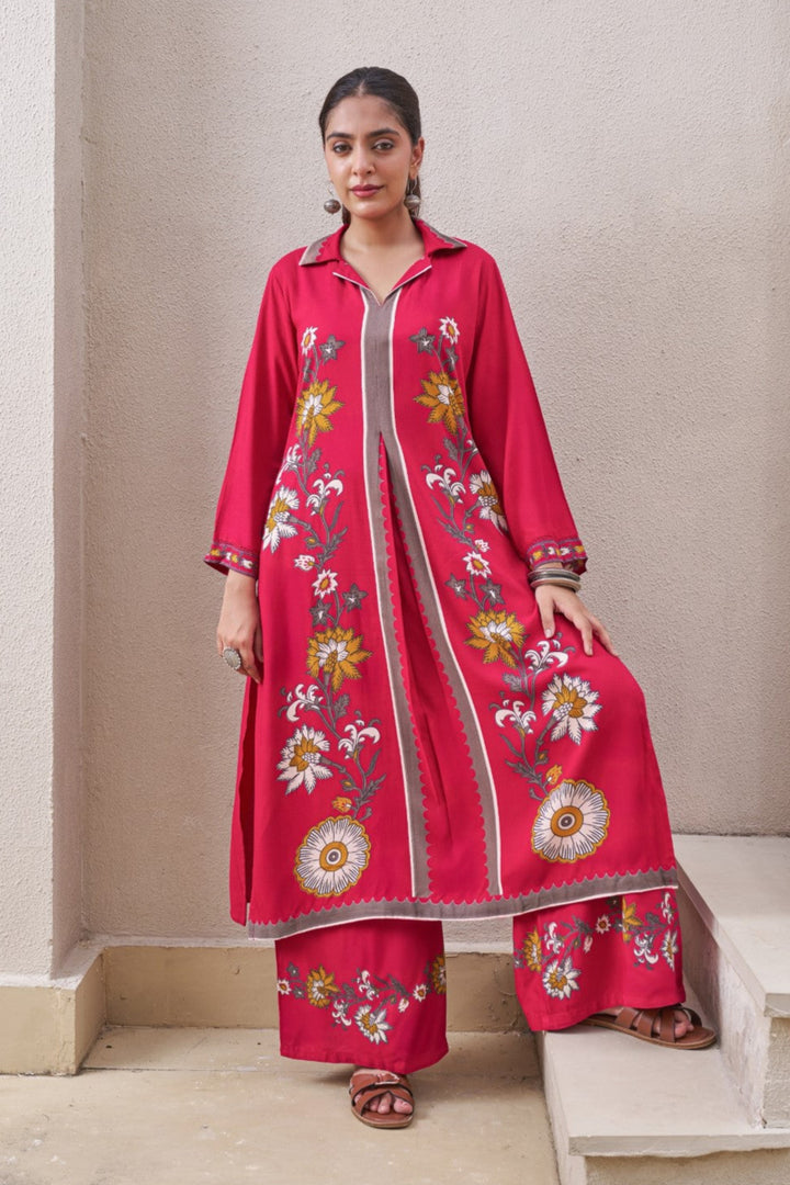 Sonpal rose printed Cotton Kurta Pant set