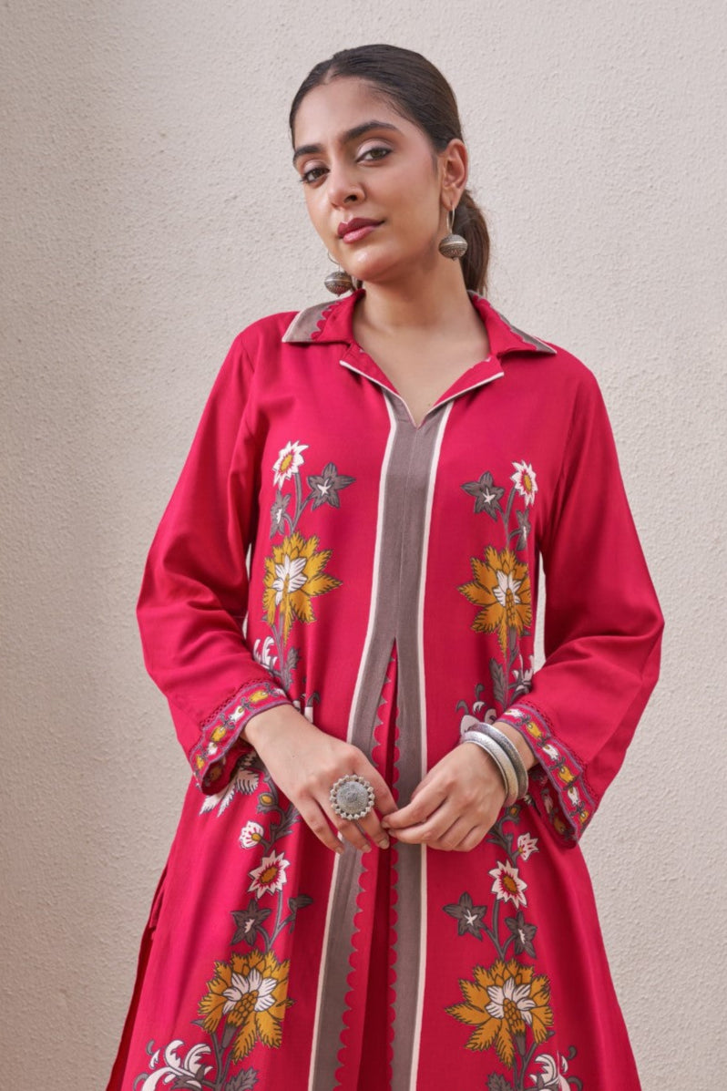 Sonpal rose printed Cotton Kurta Pant set