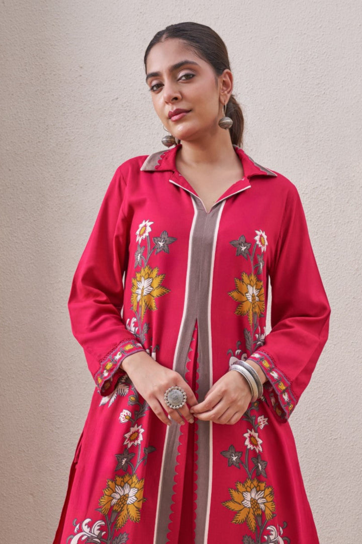 Sonpal rose printed Cotton Kurta Pant set