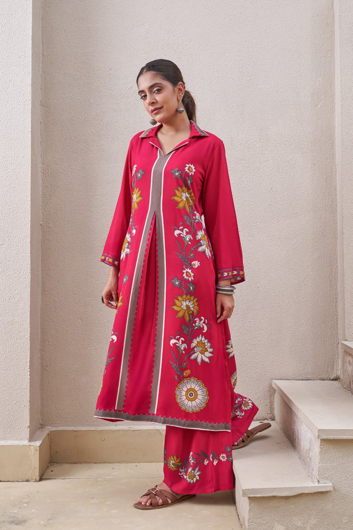 Sonpal rose printed Cotton Kurta Pant set