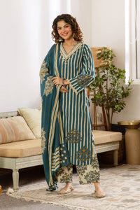 Kamli Teal Cotton Suit Set