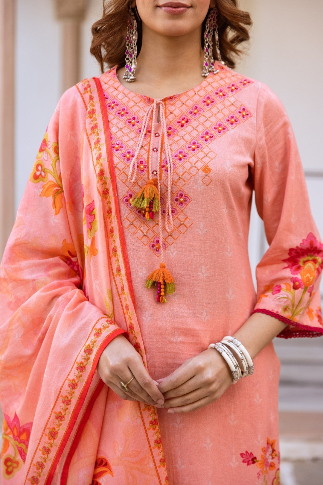 Kamli Salmon Cotton Suit Set