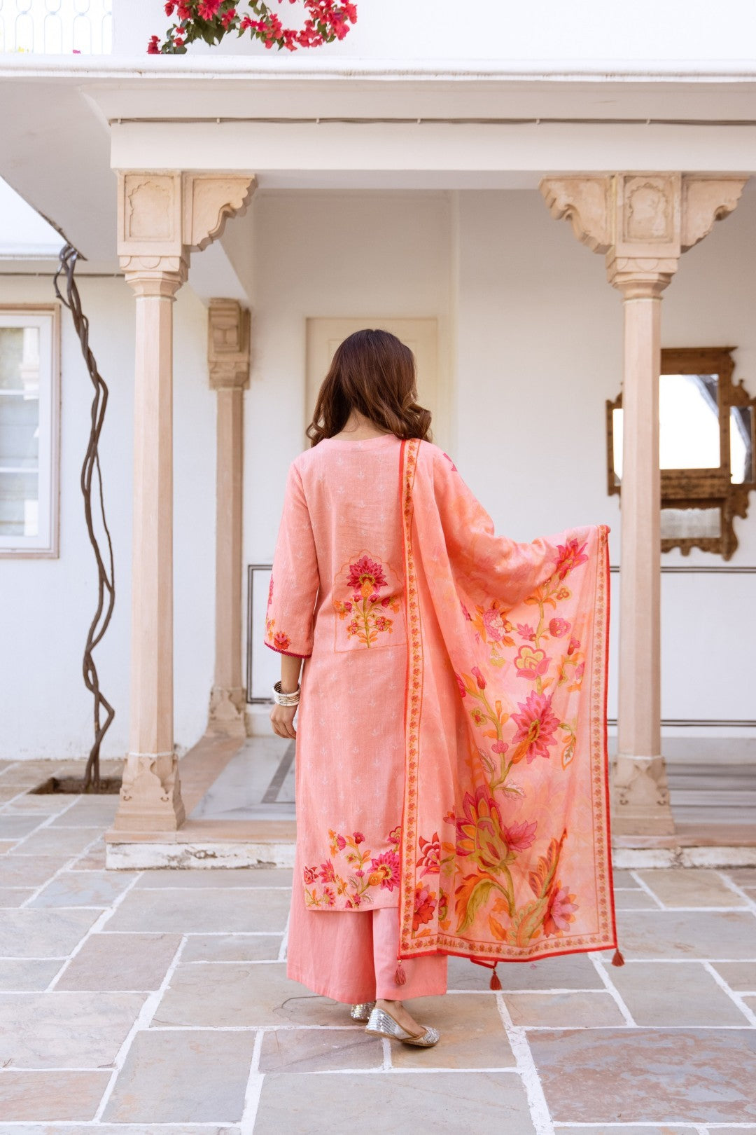 Kamli Salmon Cotton Suit Set