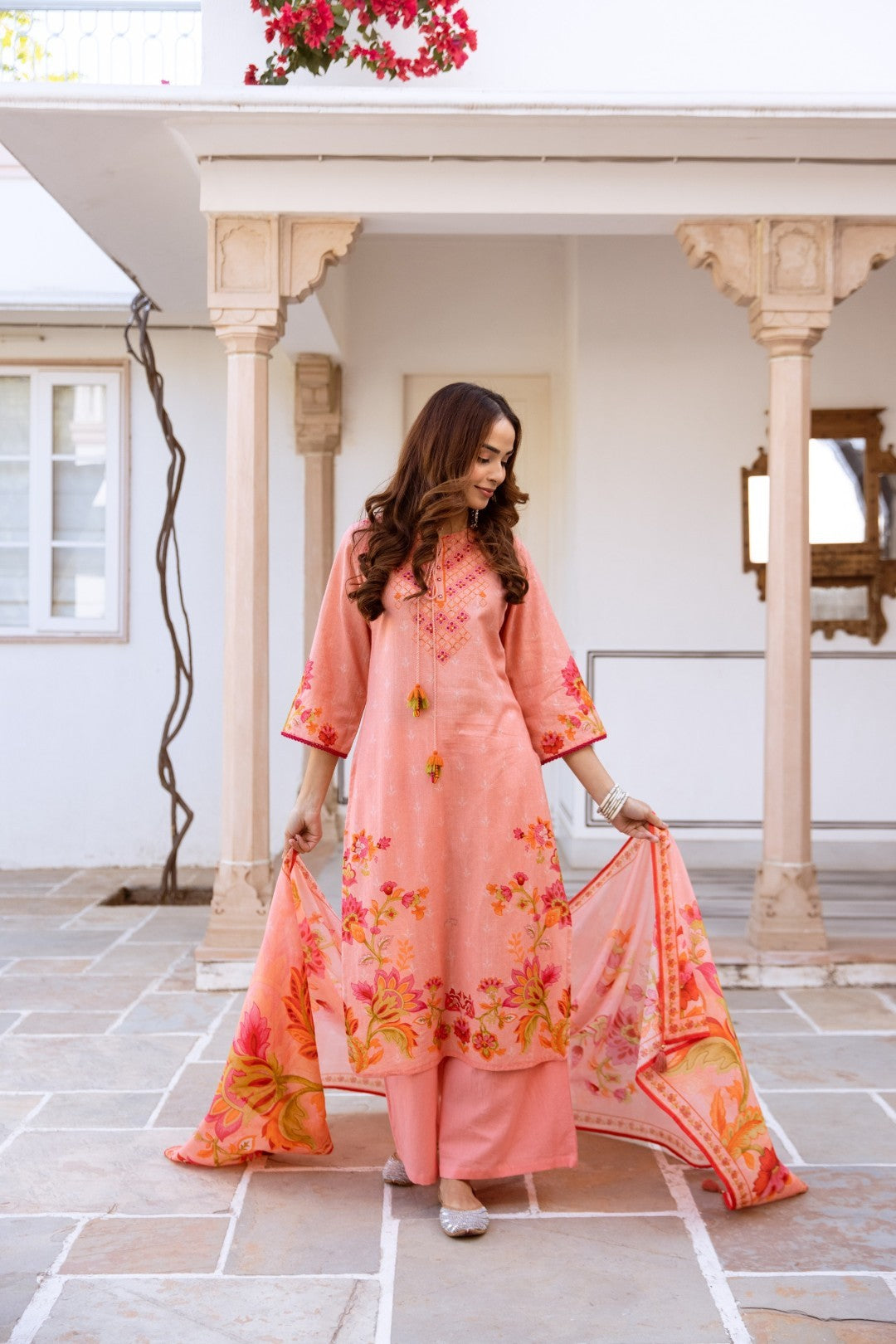 Kamli Salmon Cotton Suit Set