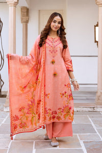 Kamli Salmon Cotton Suit Set