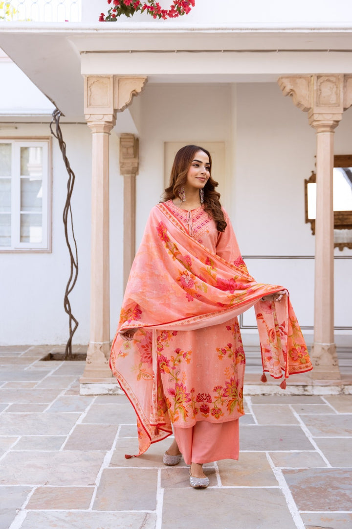 Kamli Salmon Cotton Suit Set