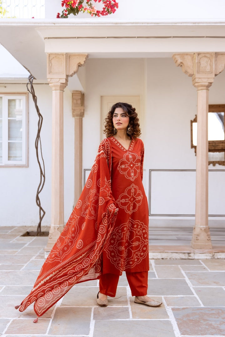 Karen tangerine cotton suit set