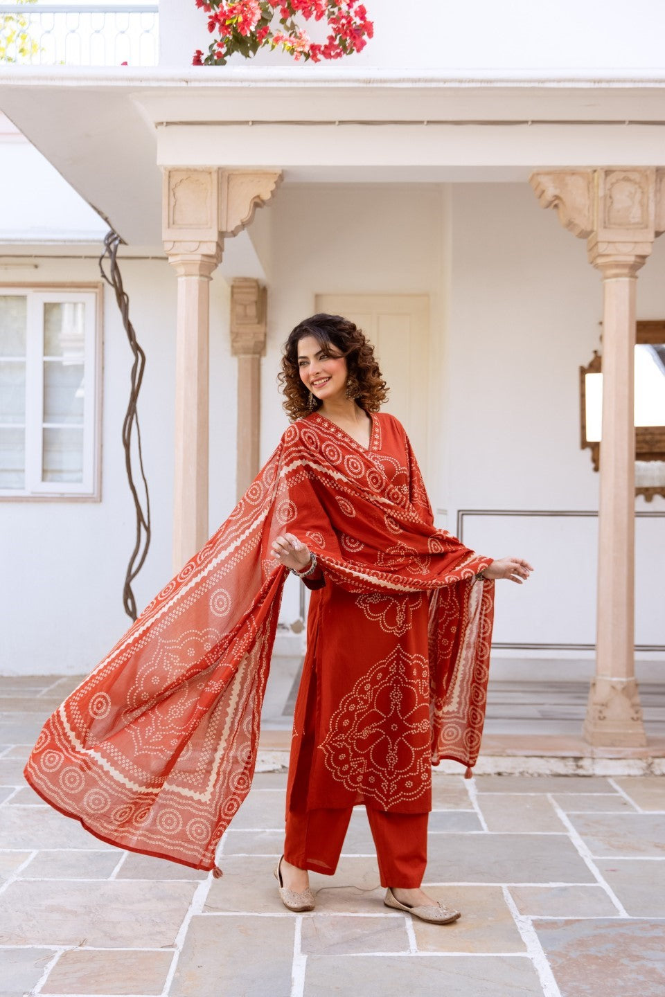 Karen tangerine cotton suit set