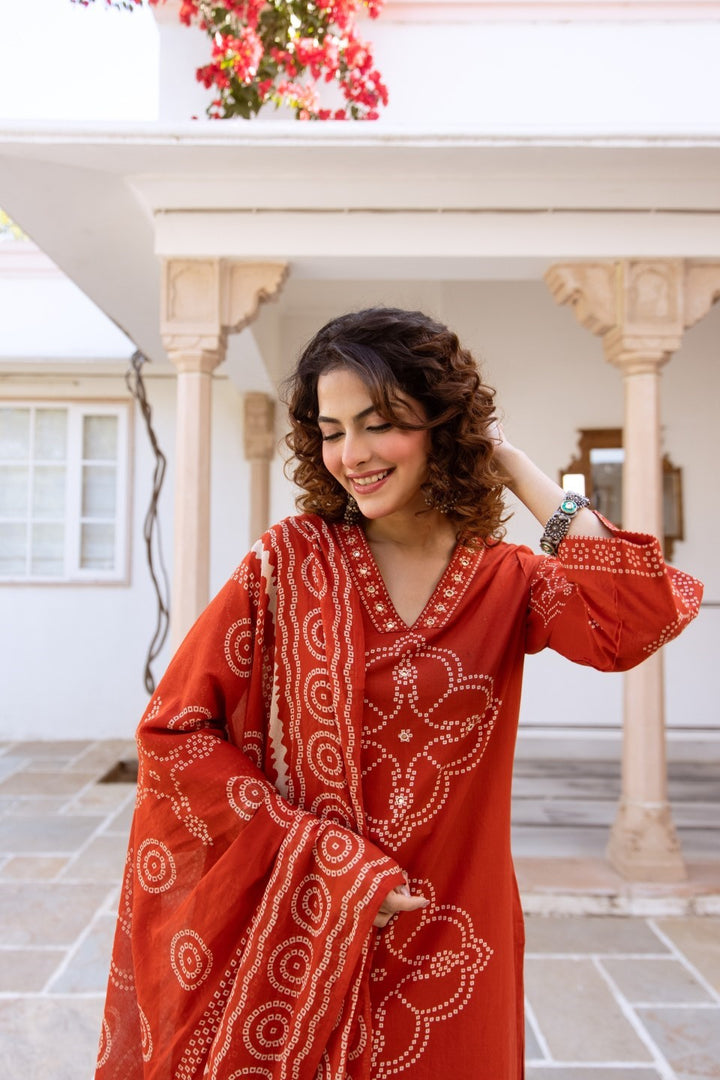 Karen tangerine cotton suit set
