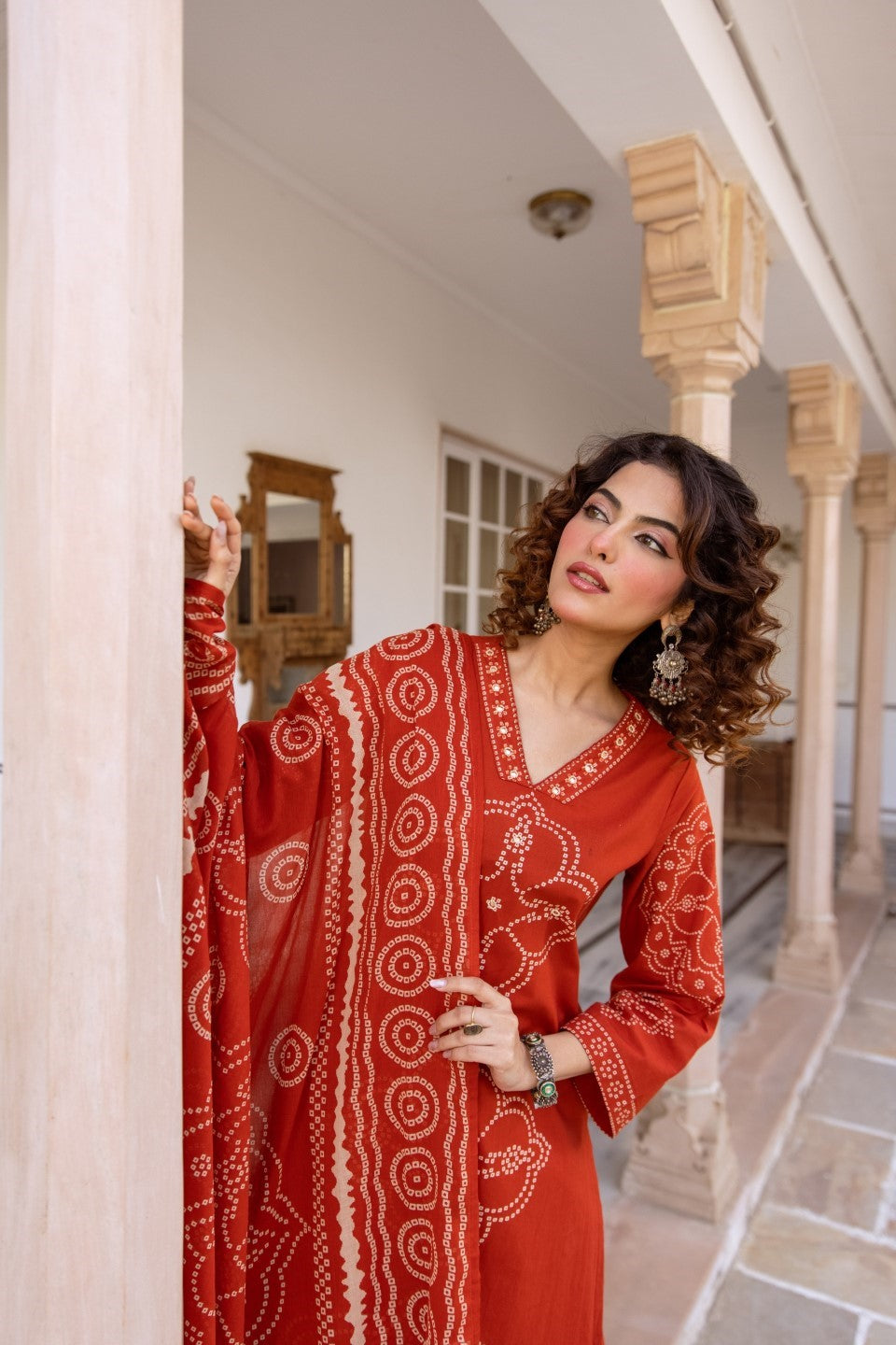 Karen tangerine cotton suit set