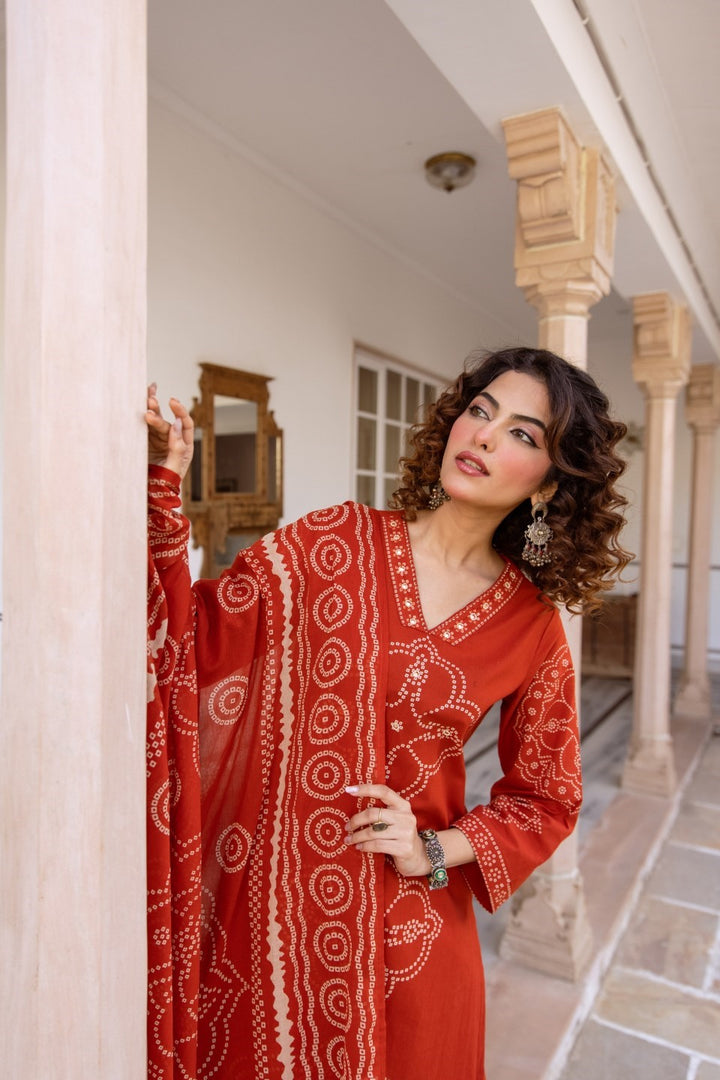 Karen tangerine cotton suit set
