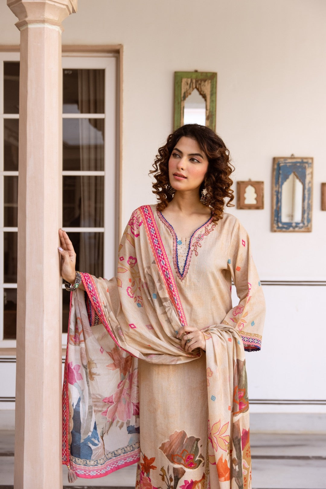 Karen Ivory cotton suit set