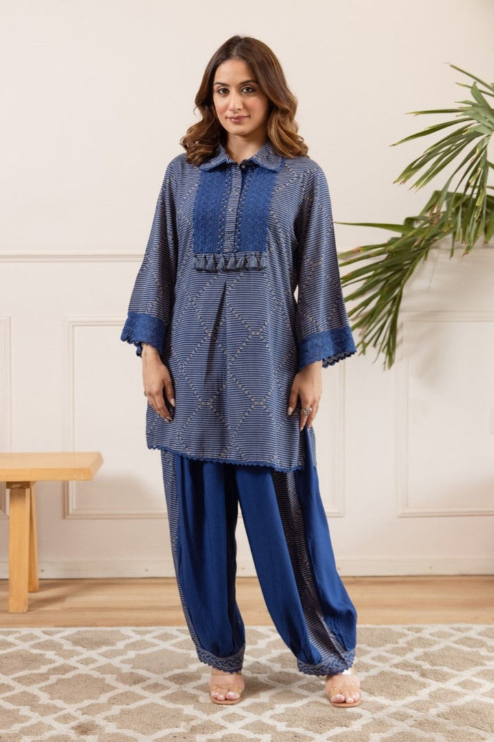 Stravi cobalt printed co-ord set