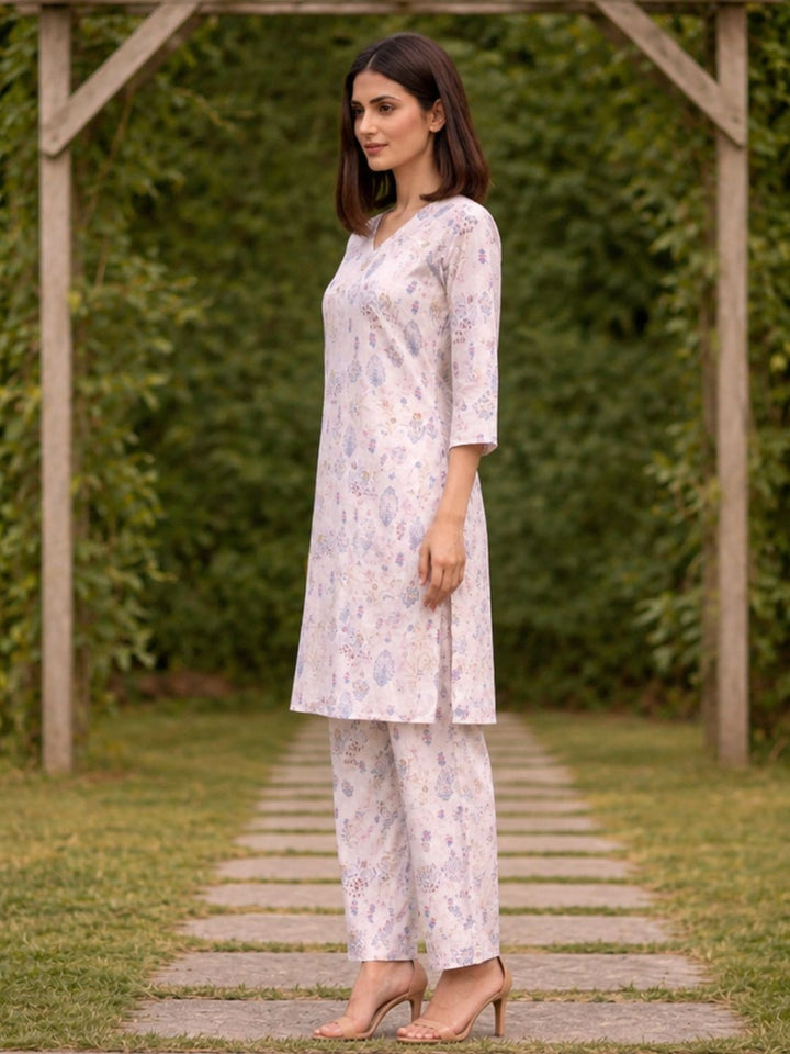 Bindiya Pearl Linen Printed Kurta Pant Set