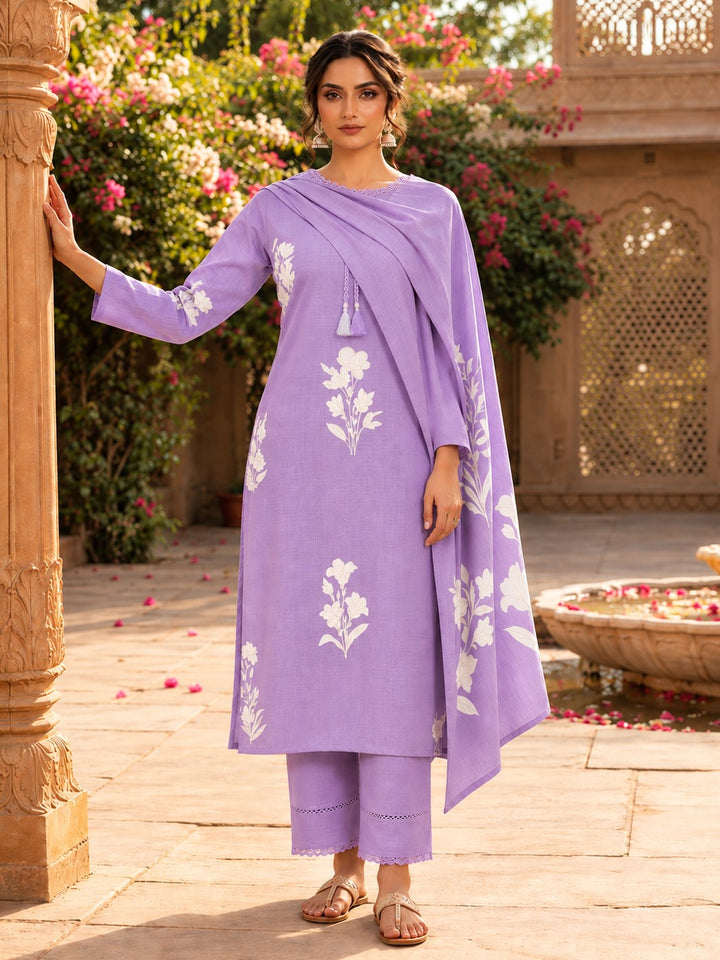 Itrh amethyst cotton linen suit set