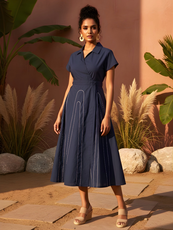 Ivanka Yale Embroidery Cotton Midi Dress