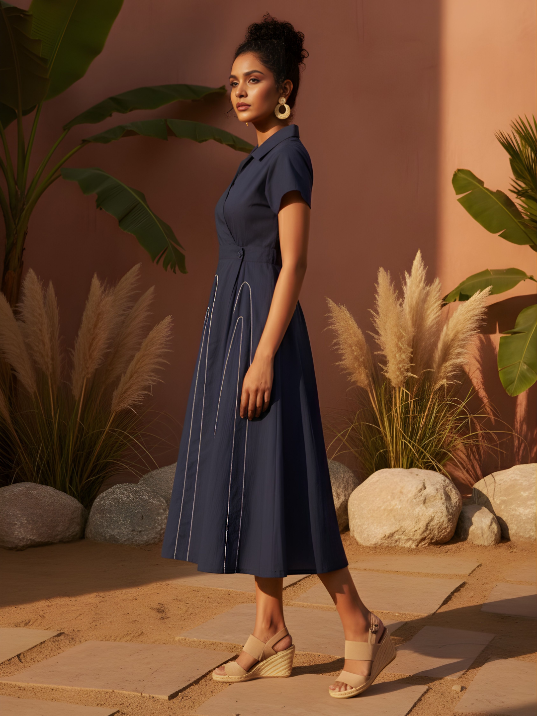 Ivanka Yale Embroidery Cotton Midi Dress