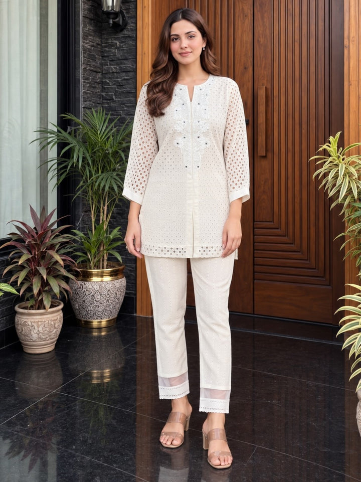 Iyana Frosty Shchiffli cotton co-ord set