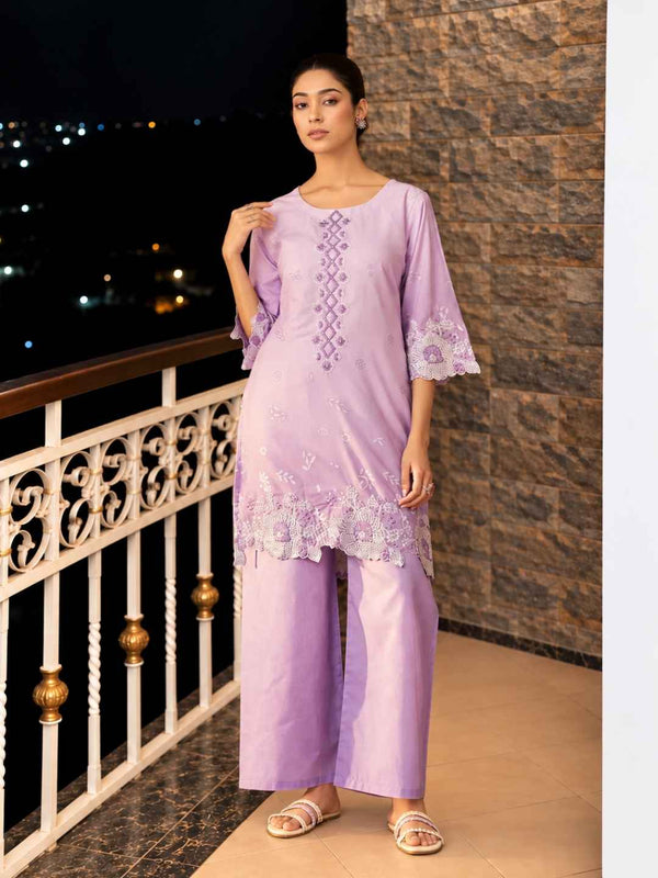 Ira lavender embroidery co-ord set