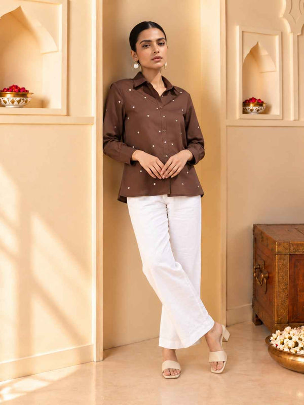 Ivanka Hazel Embroidery Cotton Shirt