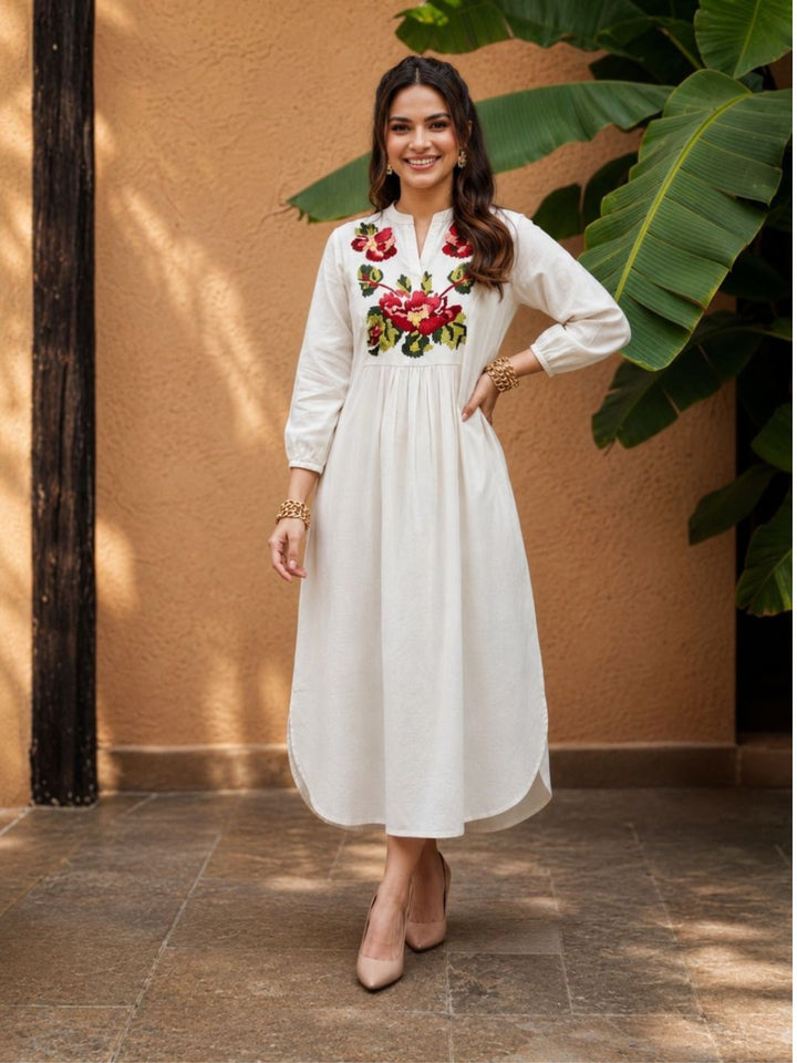 Ivanka parch embroidery cotton dress