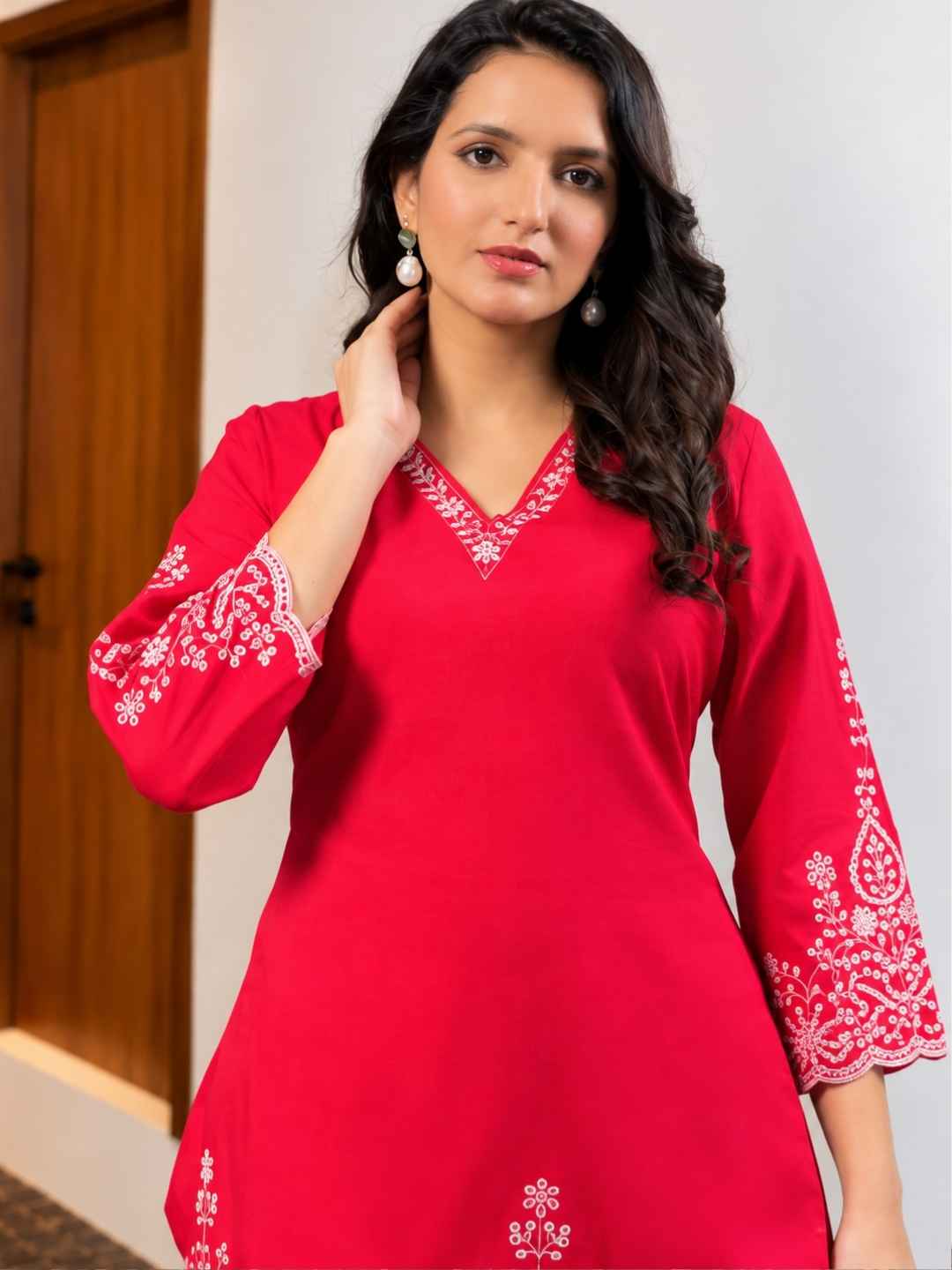 Ivy Carmine Embroidered Co-ord Set