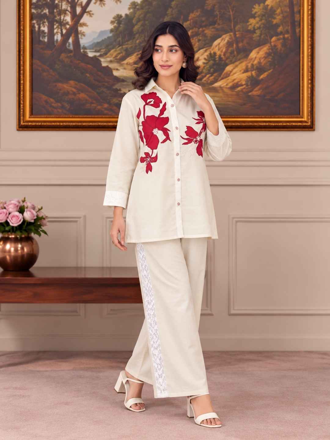 Iyana Daisy Applique Cotton Co-ord Set