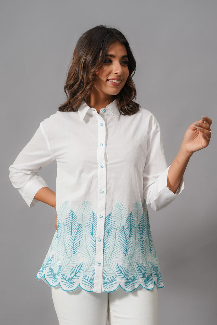 Ivanka Dove Embroidery Cotton Shirt