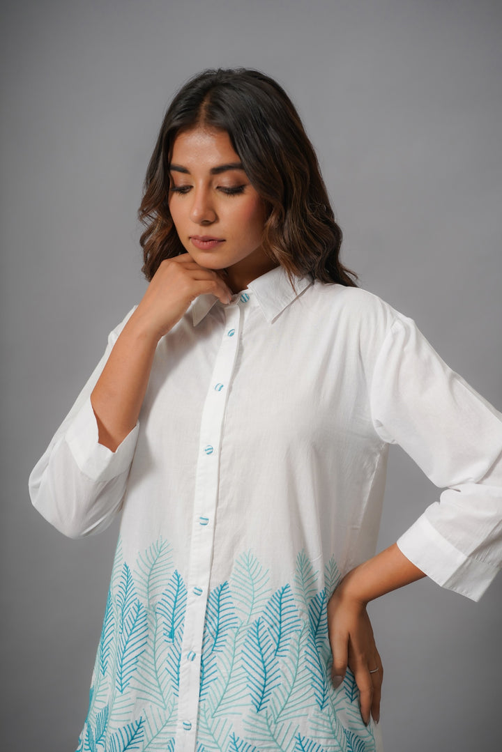 Ivanka Dove Embroidery Cotton Shirt