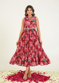 Trinity Vermi Floral Handwork Cotton Midi Dress