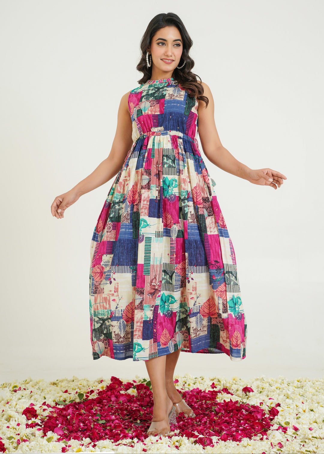 Trinity Vibe Handwork Cotton Midi Dress