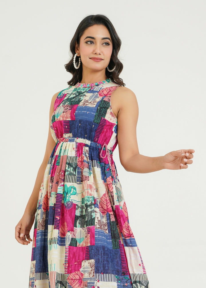 Trinity Vibe Handwork Cotton Midi Dress