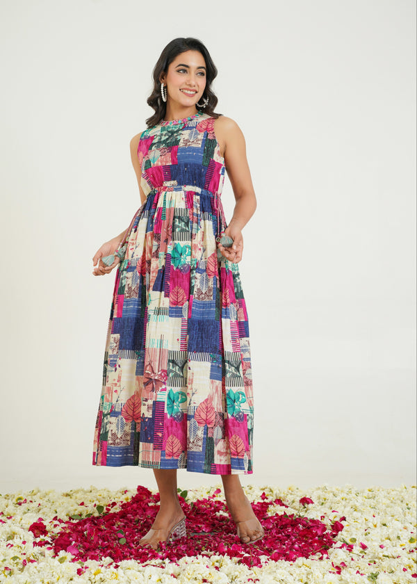 Trinity Vibe Handwork Cotton Midi Dress