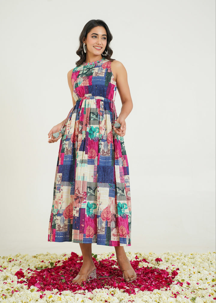 Trinity Vibe Handwork Cotton Midi Dress