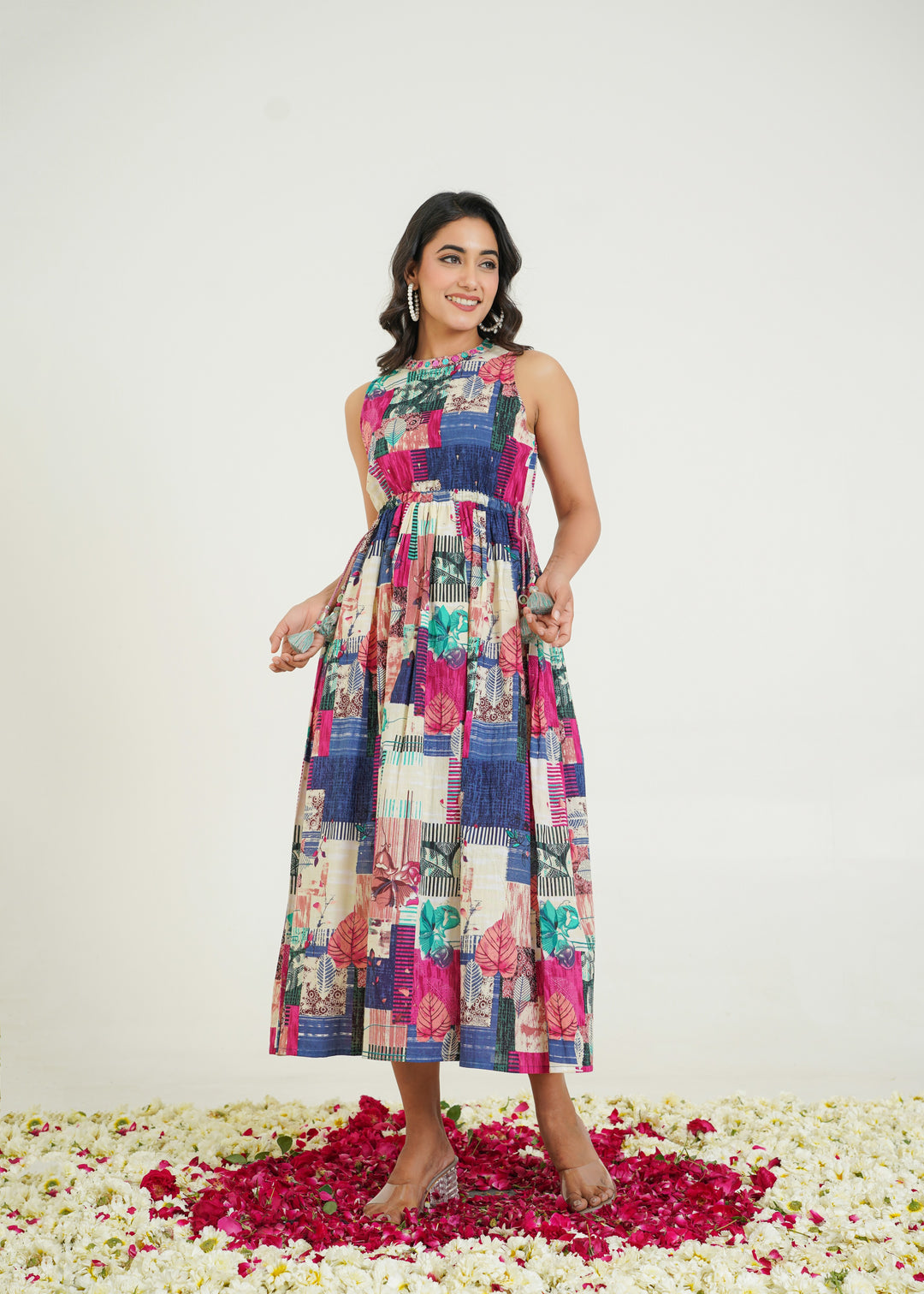 Trinity Vibe Handwork Cotton Midi Dress