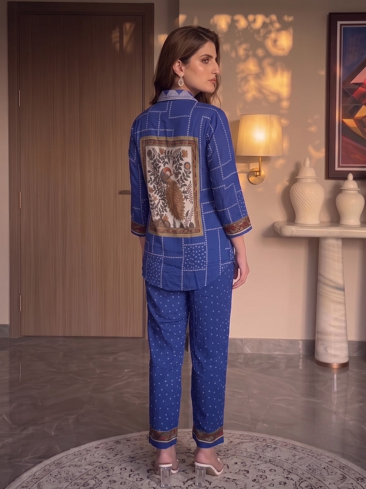 Jharna Cobalt Printed Co-Ord Set