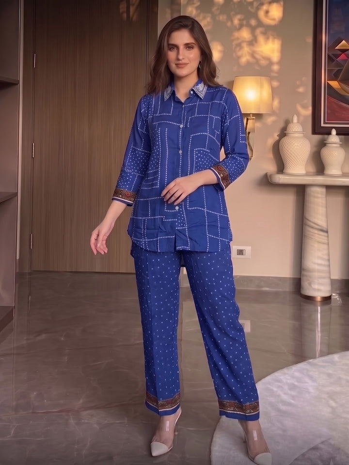Jharna Cobalt Printed Co-Ord Set