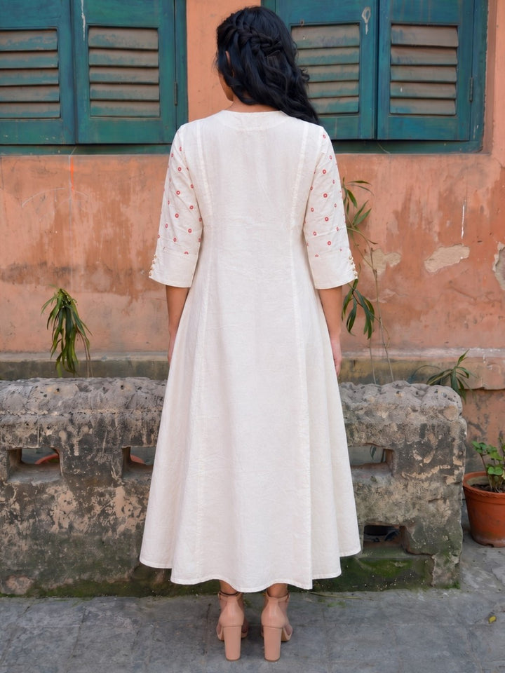 2 pc layered full embroidered dress