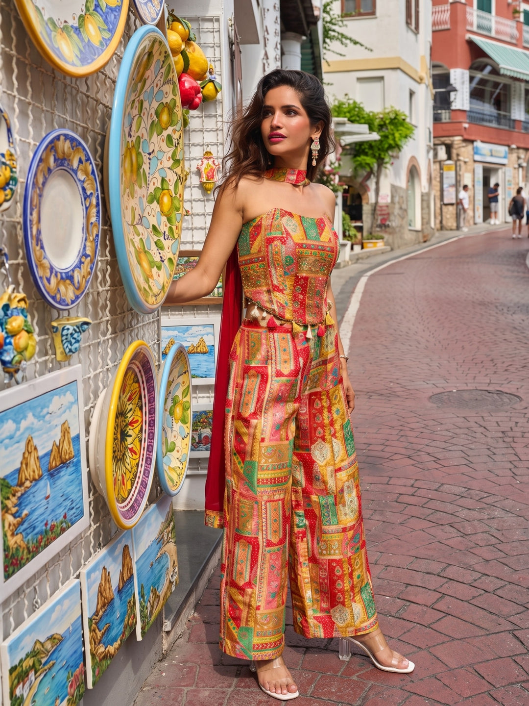 Jovita tangerine 3 pc fusion wear set