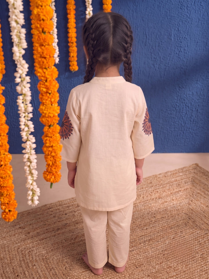 Joy Blossom embroidery cotton kurta pant set